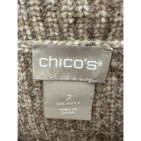 Chico's Tan Cowl Neck Balloon Sleeve Oversized Knit Sweater Women's Large 12 - Picture 5 of 6